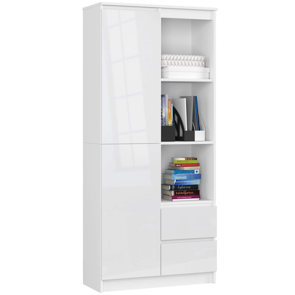 Libreria Linea 80 cm 6 Ripiani – Bianco Lucido