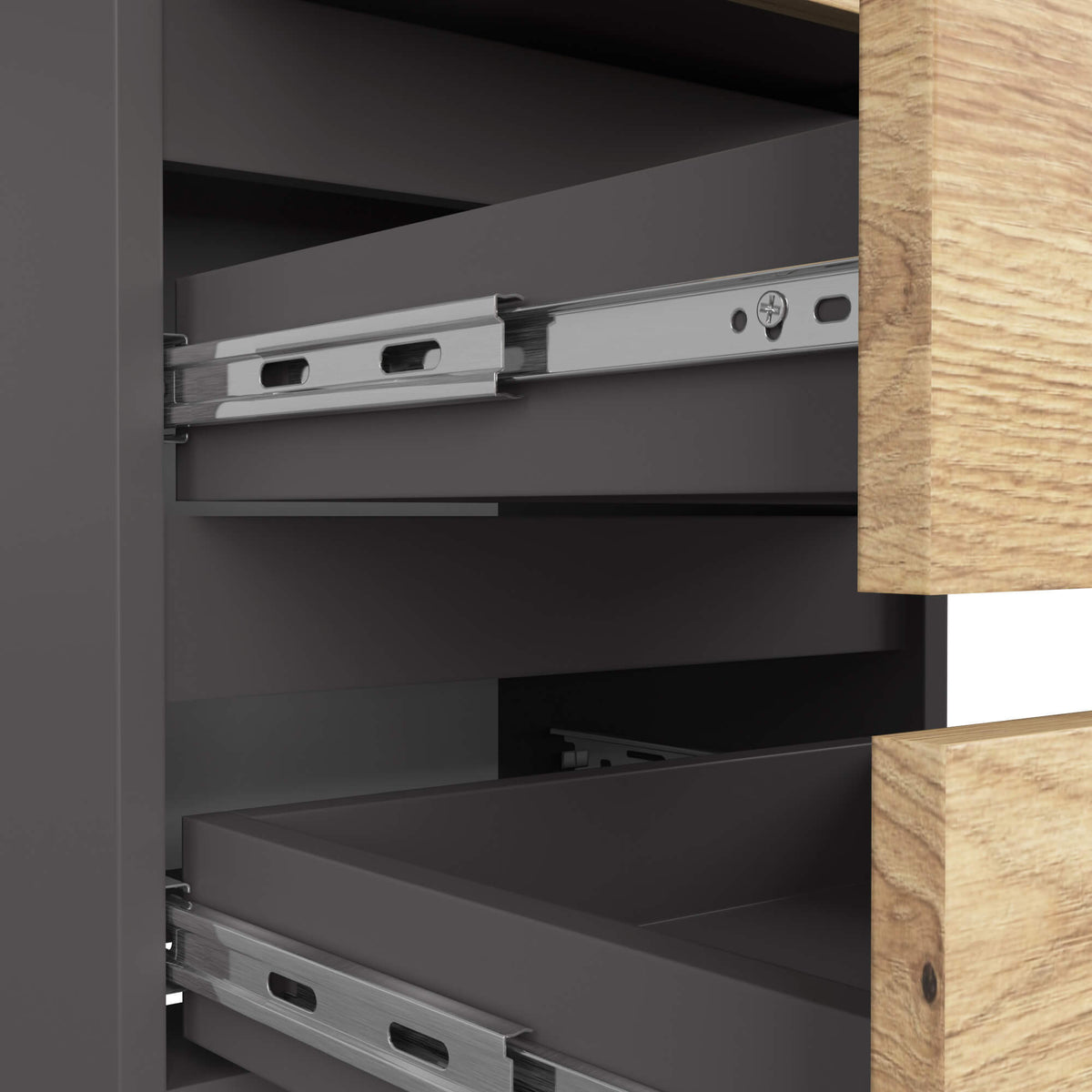 Comodino Nobile 1 Cassetto – Grafite/Rovere 40x35x57 cm