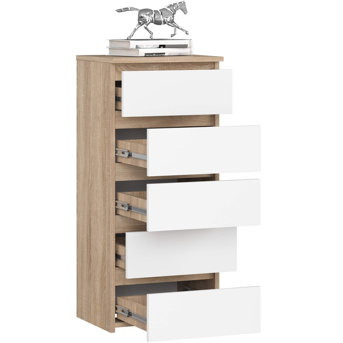 Comodino 1 Cassetto – Rovere Sonoma/Bianco 40 cm