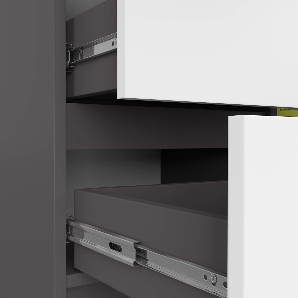 Cassettiera Aria 80 cm 1 Anta 3 Cassetti – Grafite/Bianco