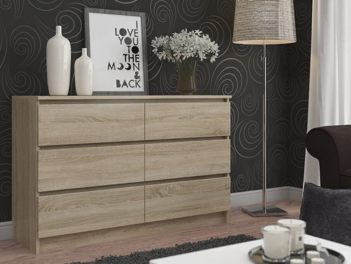 Cassettiera Linea 120 cm 6 Cassetti – Rovere Sonoma