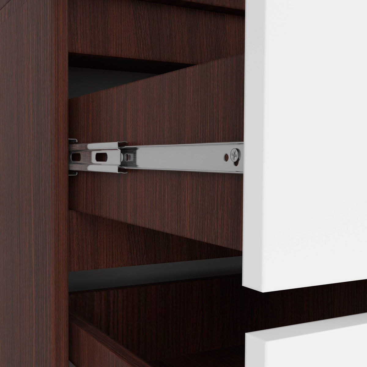 Armadio Nobile 90 cm 2 Ante 2 Cassetti con Specchi – Wenge/Bianco