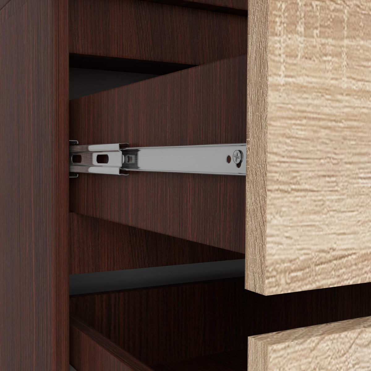 Armadio Linea 90 cm 2 Ante Specchio 2 Cassetti — Wengè/Sonoma