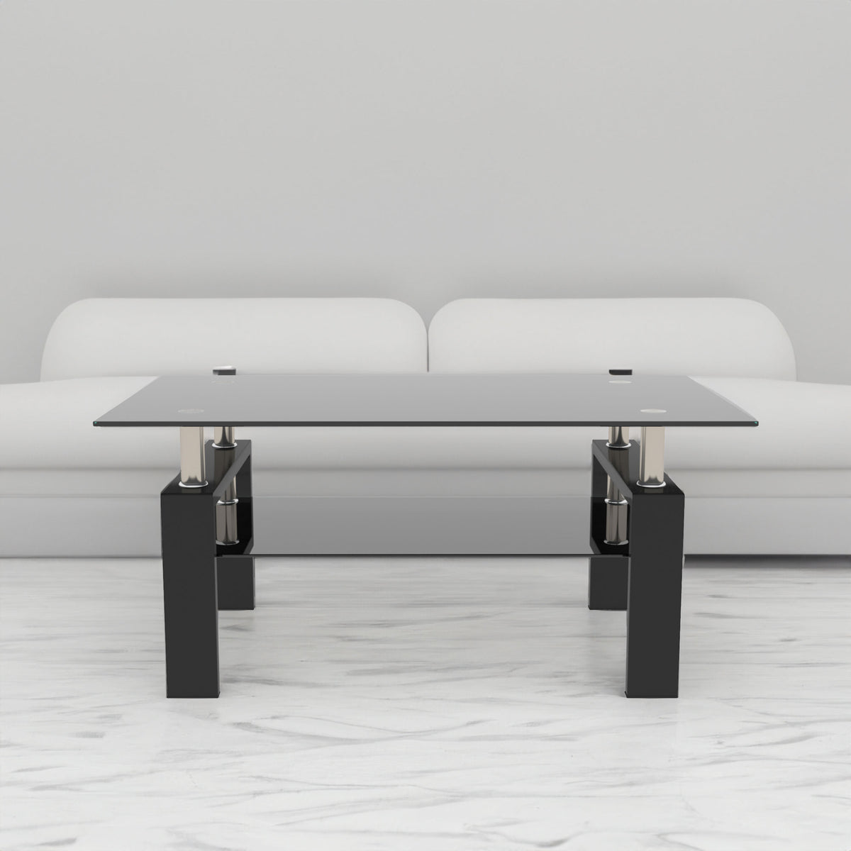 Tavolino Caffè Vetro Nero Moderno