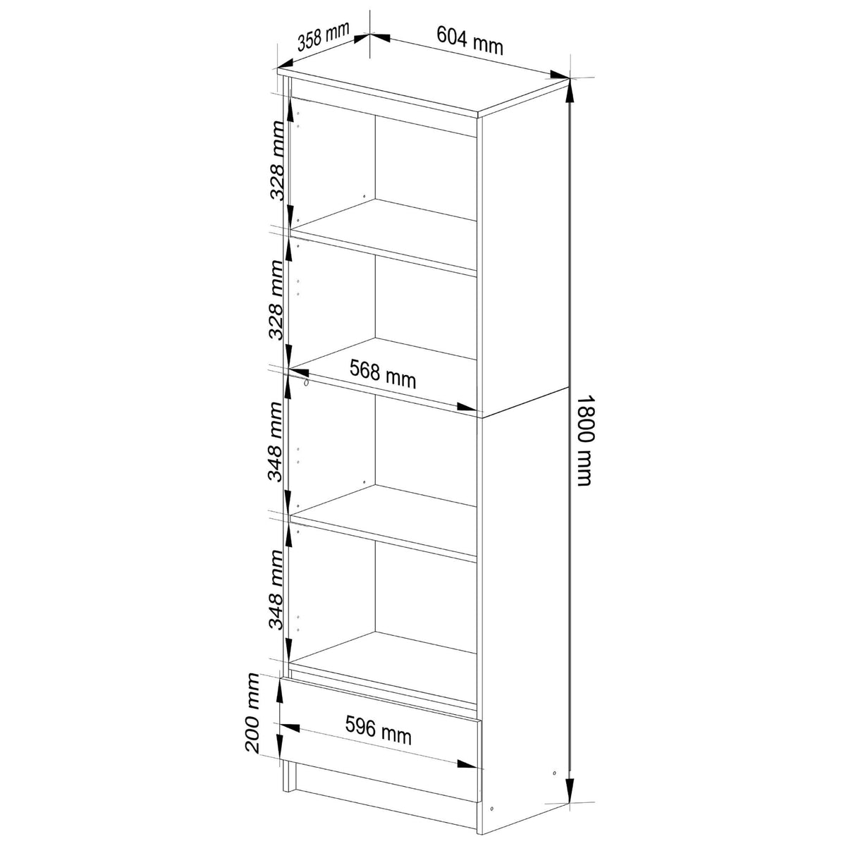 Libreria Linea 60 cm 1 Cassetto 4 Ripiani – Sonoma