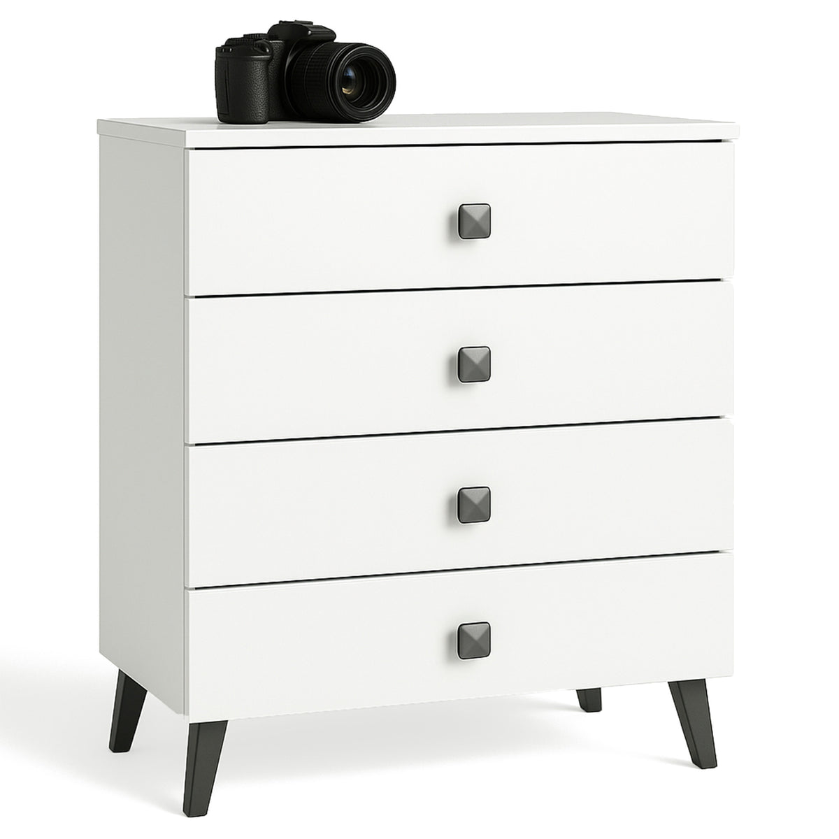 Cassettiera Aria 60 cm 4 Cassetti – Bianco/Nero