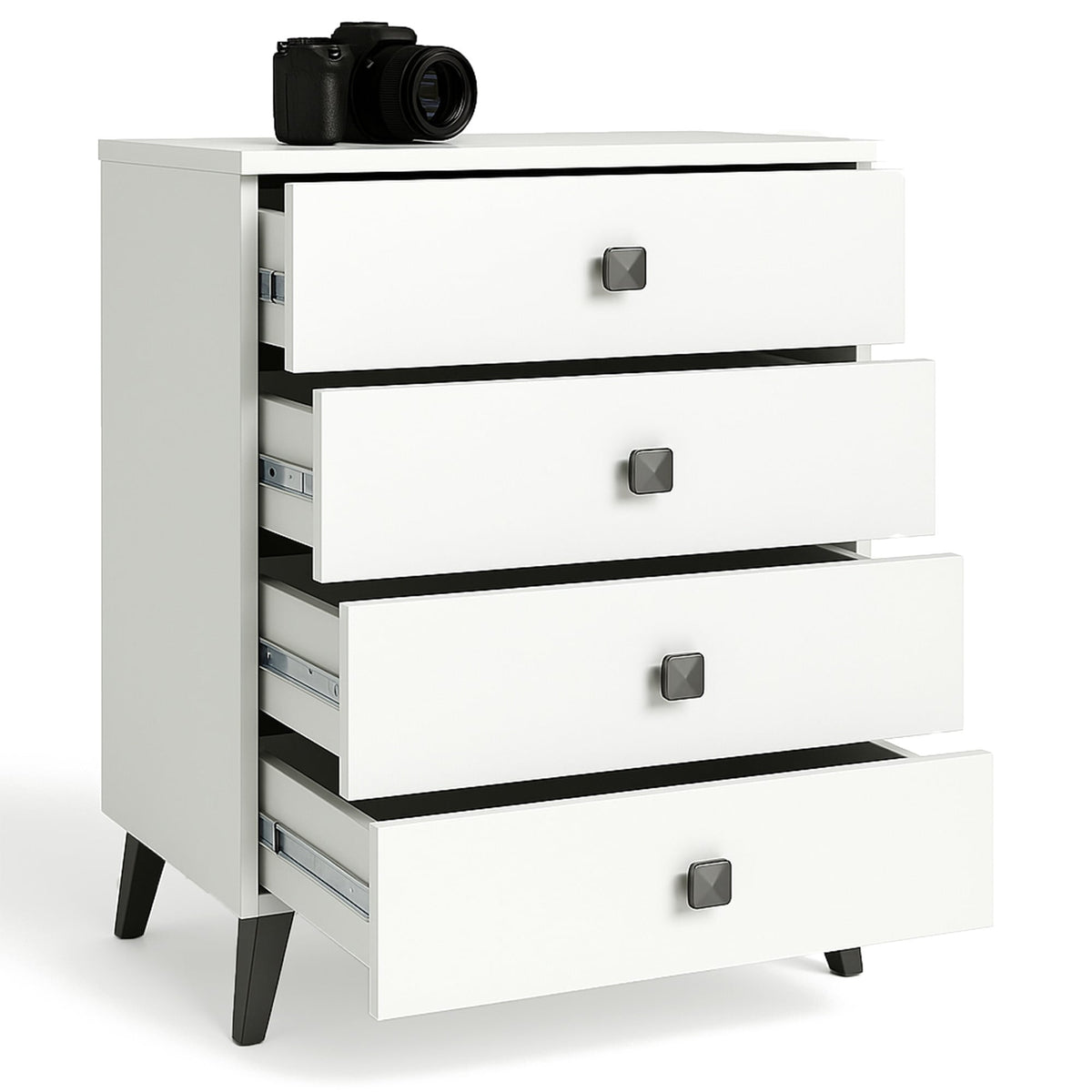 Cassettiera Aria 60 cm 4 Cassetti – Bianco/Nero