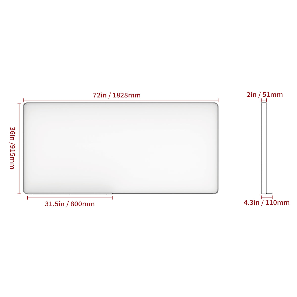 Specchio Bagno 183x91cm con Vassoio Mobile
