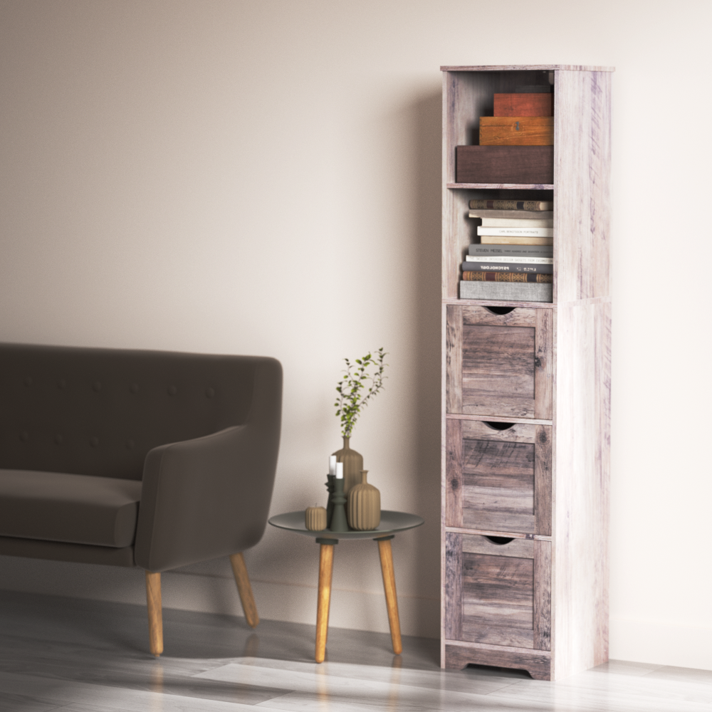 Mobile Bagno Alto 3 Cassetti 2 Mensole Grigio