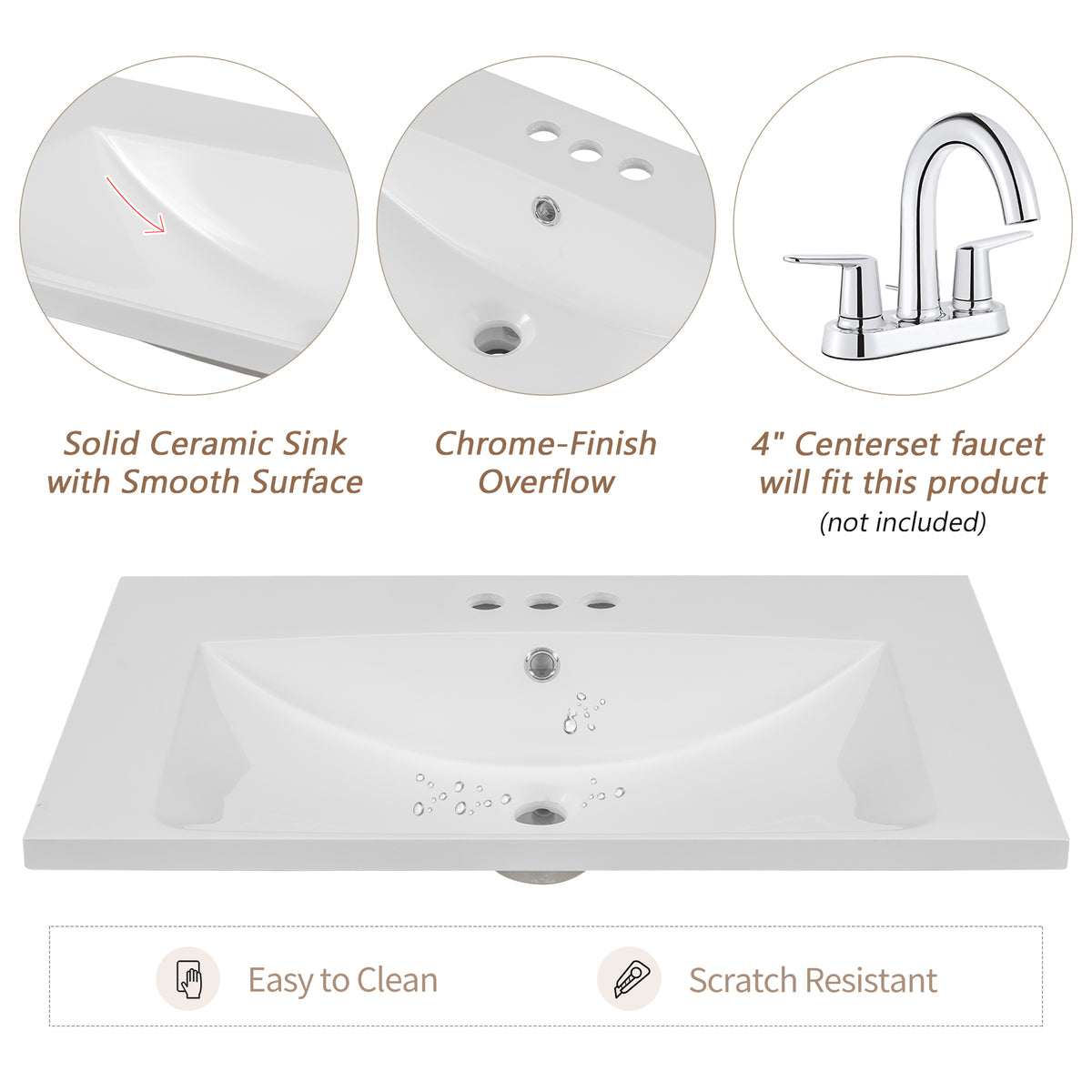 Piano Lavabo 76cm Ceramica Bianco