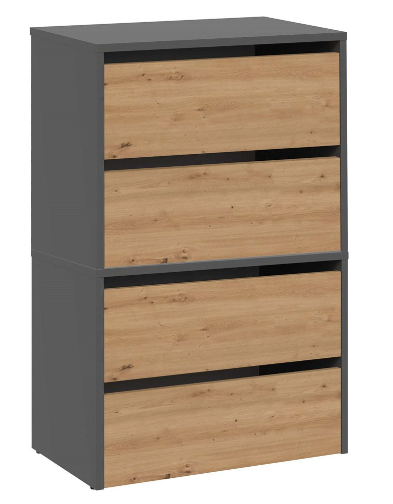 Scarpiera Aura 60 cm 4 Ante – Antracite e Rovere
