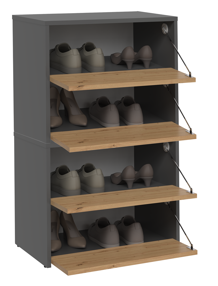Scarpiera Aura 60 cm 4 Ante – Antracite e Rovere