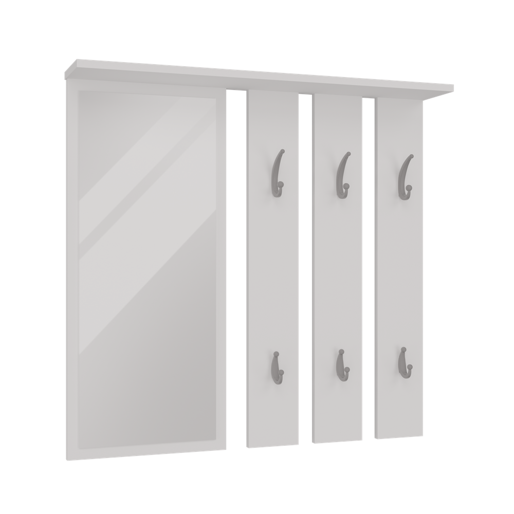 Appendiabiti Opal con Specchio – Bianco Opaco 85x15x82 cm