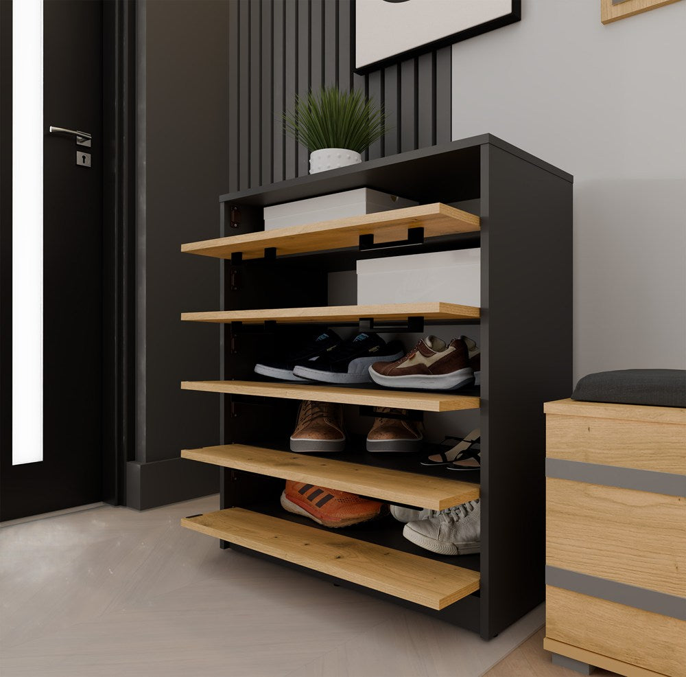 Scarpiera Linea 5 Ante – Antracite e Rovere