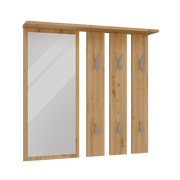 Appendiabiti da Parete Luce con Specchio e Ripiano – Rovere Artisan 85×15×82 cm
