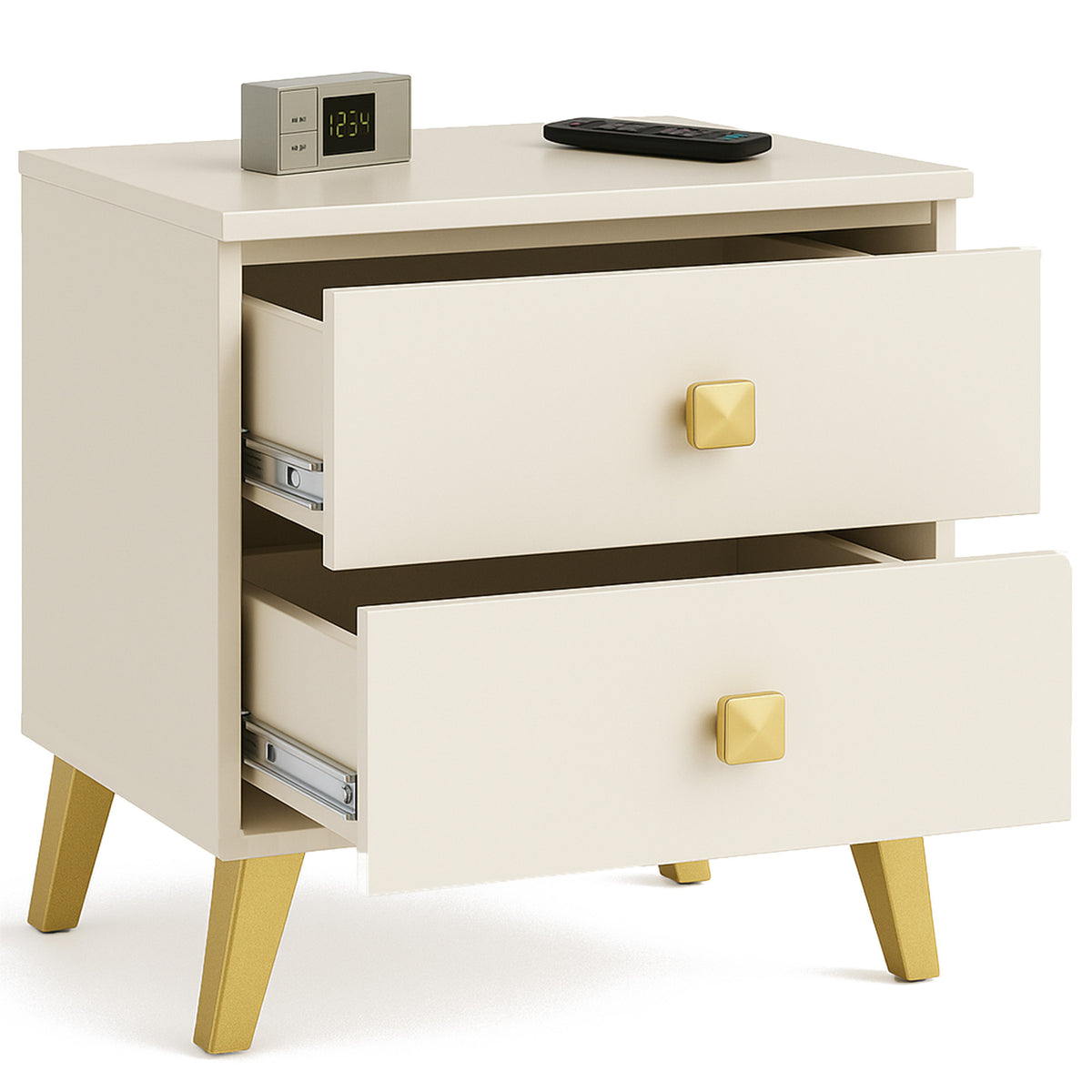 Comodino Nobile 40 cm 2 Cassetti – Cashmere e Oro