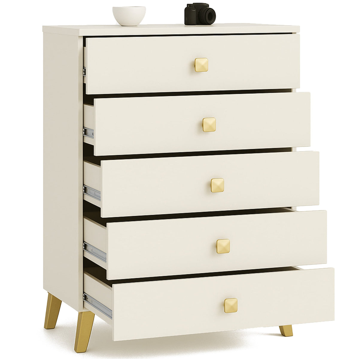 Cassettiera Nobile 60 cm 5 Cassetti – Cashmere e Oro