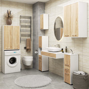 Pensile Bagno Linea 64 cm 2 Ante 4 Ripiani – Bianco/Rovere Sonoma