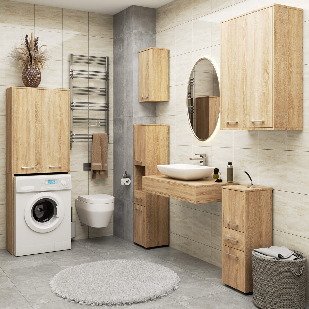 Pensile Bagno Aria 64 cm 2 Ante – Rovere Sonoma
