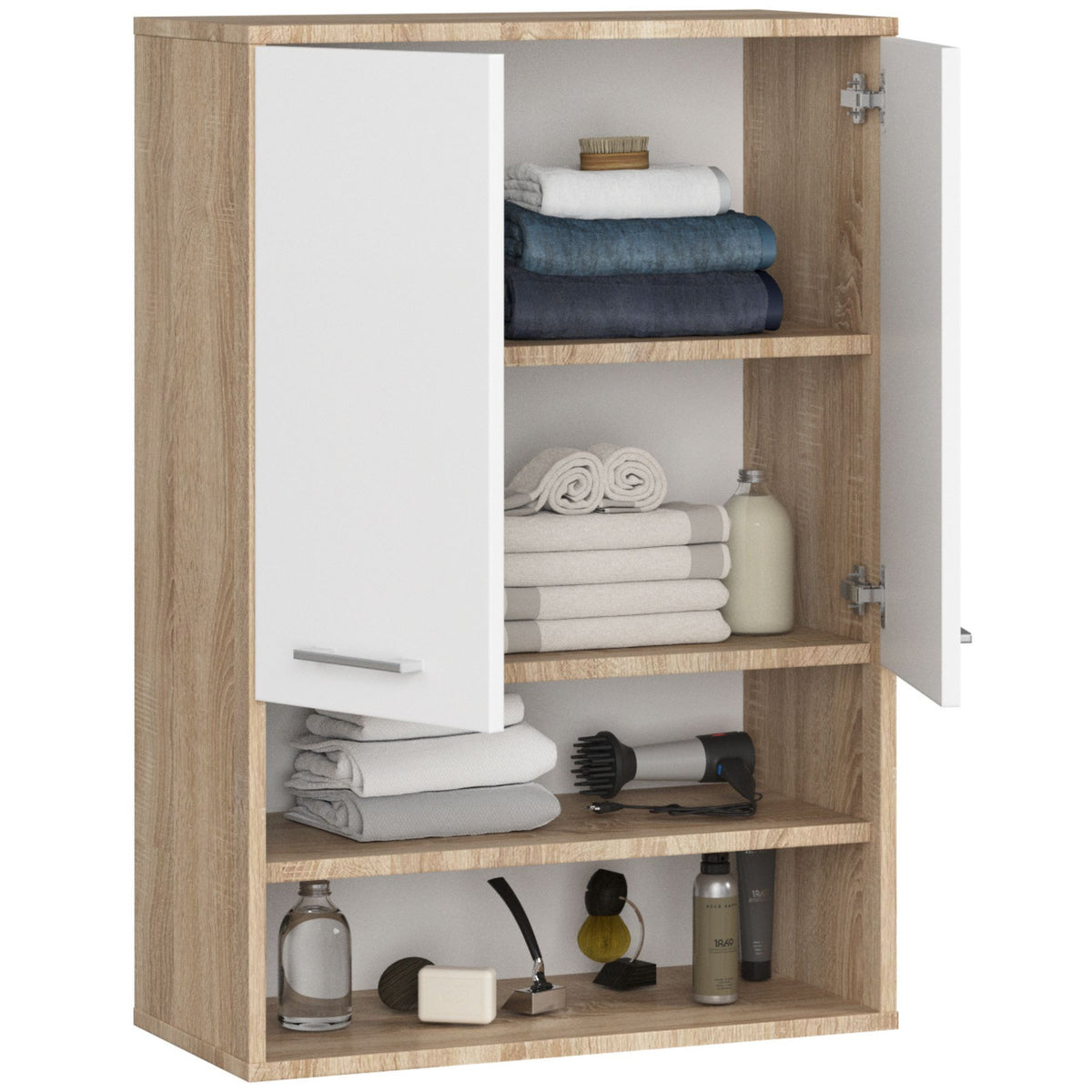 Pensile Bagno Aria 64 cm 2 Ante – Rovere/Bianco