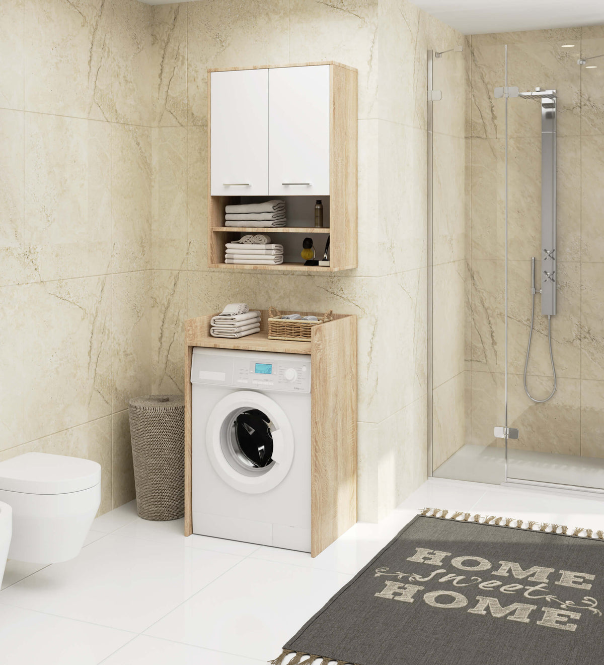 Pensile Bagno Aria 64 cm 2 Ante – Rovere/Bianco