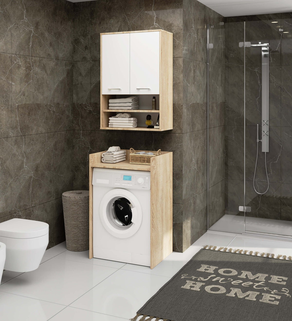 Pensile Bagno Aria 64 cm 2 Ante – Rovere/Bianco
