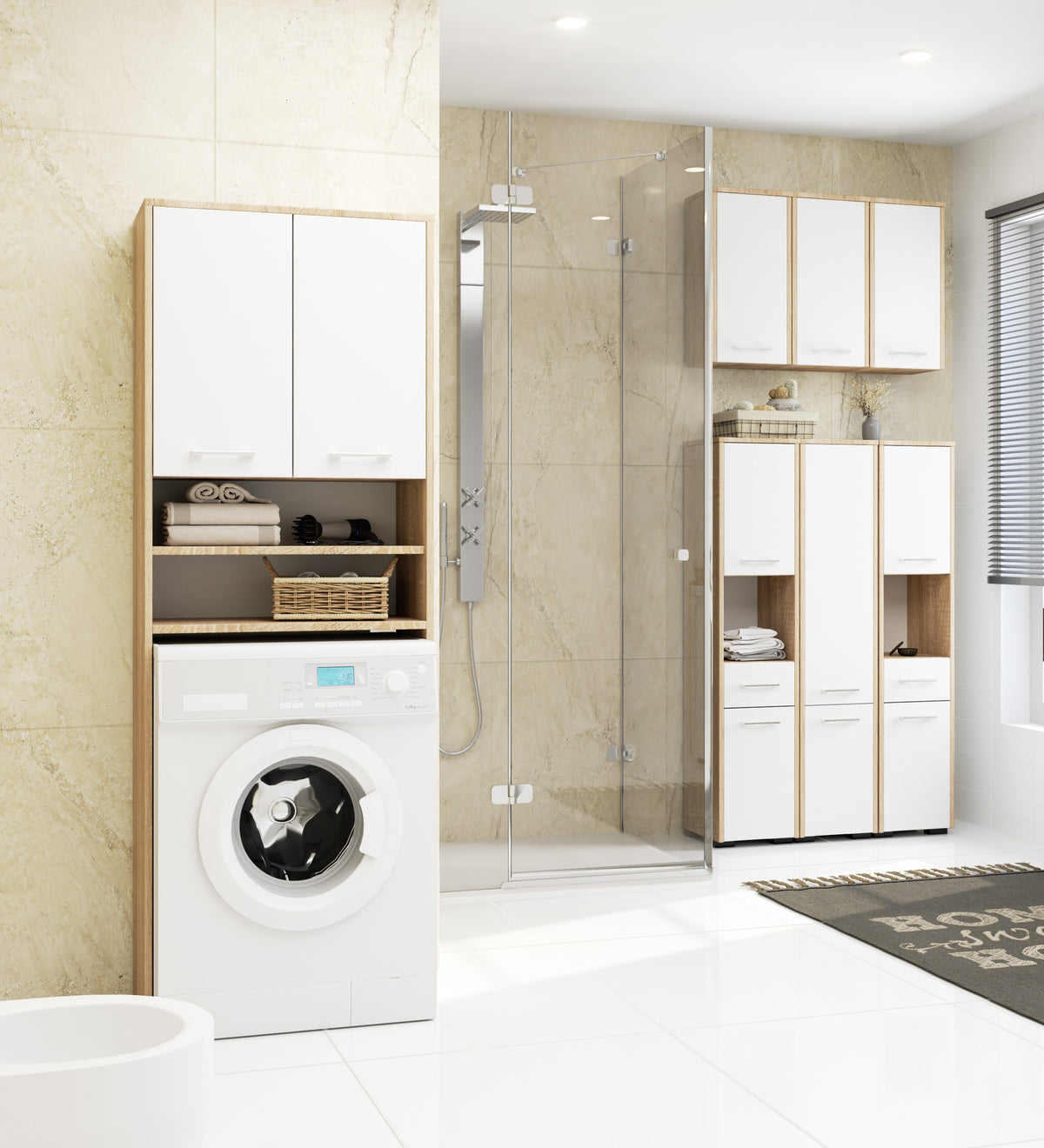 Pensile Bagno Aria 64 cm 2 Ante – Rovere/Bianco