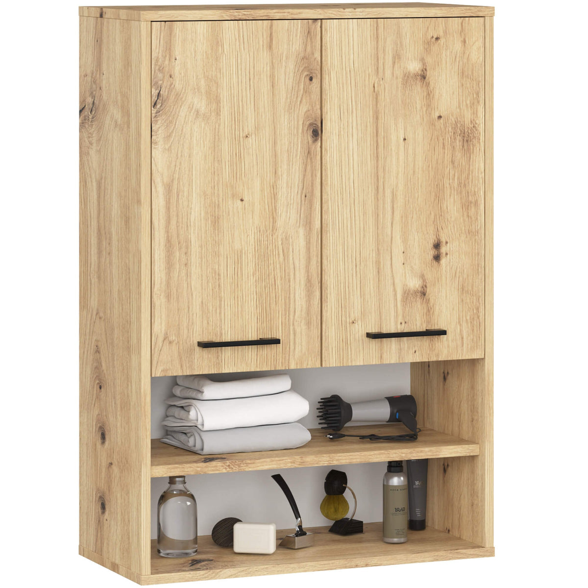 Armadietto Sospeso FIN 64 cm 2 Ante 4 Ripiani — Rovere Artisan