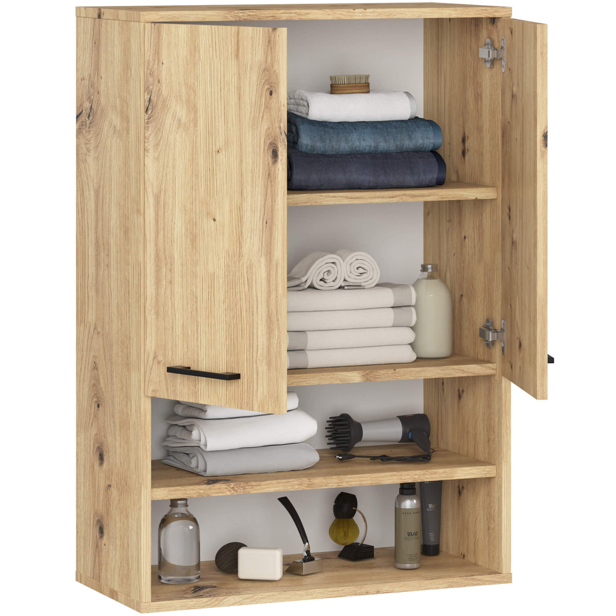 Armadietto Sospeso FIN 64 cm 2 Ante 4 Ripiani — Rovere Artisan