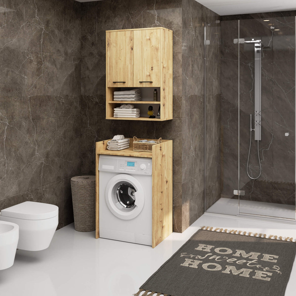 Armadietto Sospeso FIN 64 cm 2 Ante 4 Ripiani — Rovere Artisan