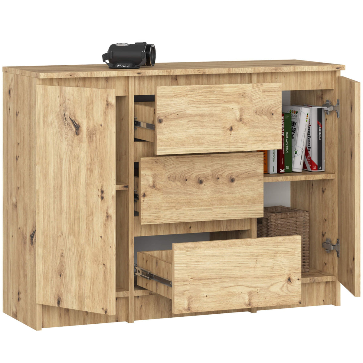 Credenza Linea 100 cm 2 Ante 3 Cassetti – Rovere Artisan