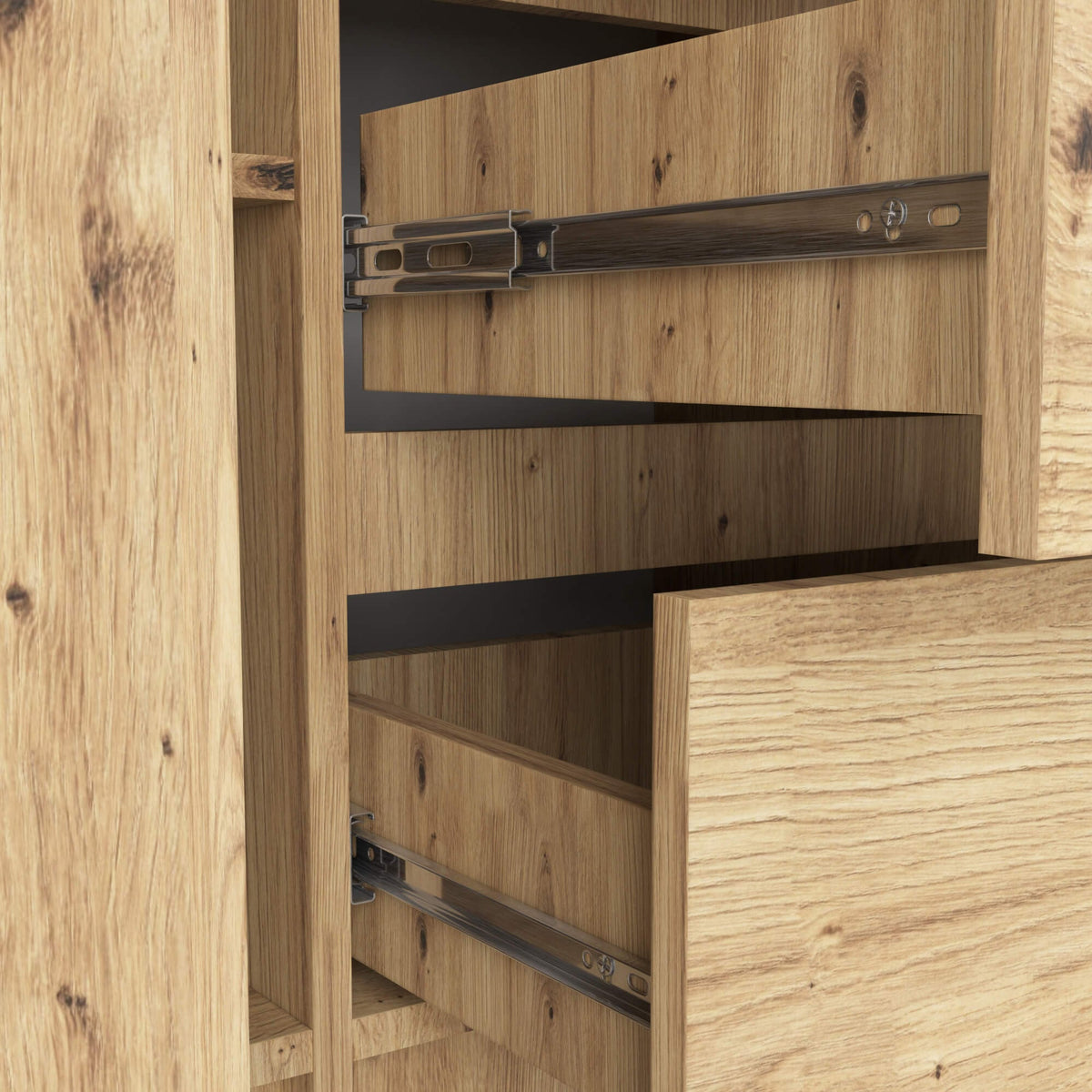 Credenza Linea 100 cm 2 Ante 3 Cassetti – Rovere Artisan