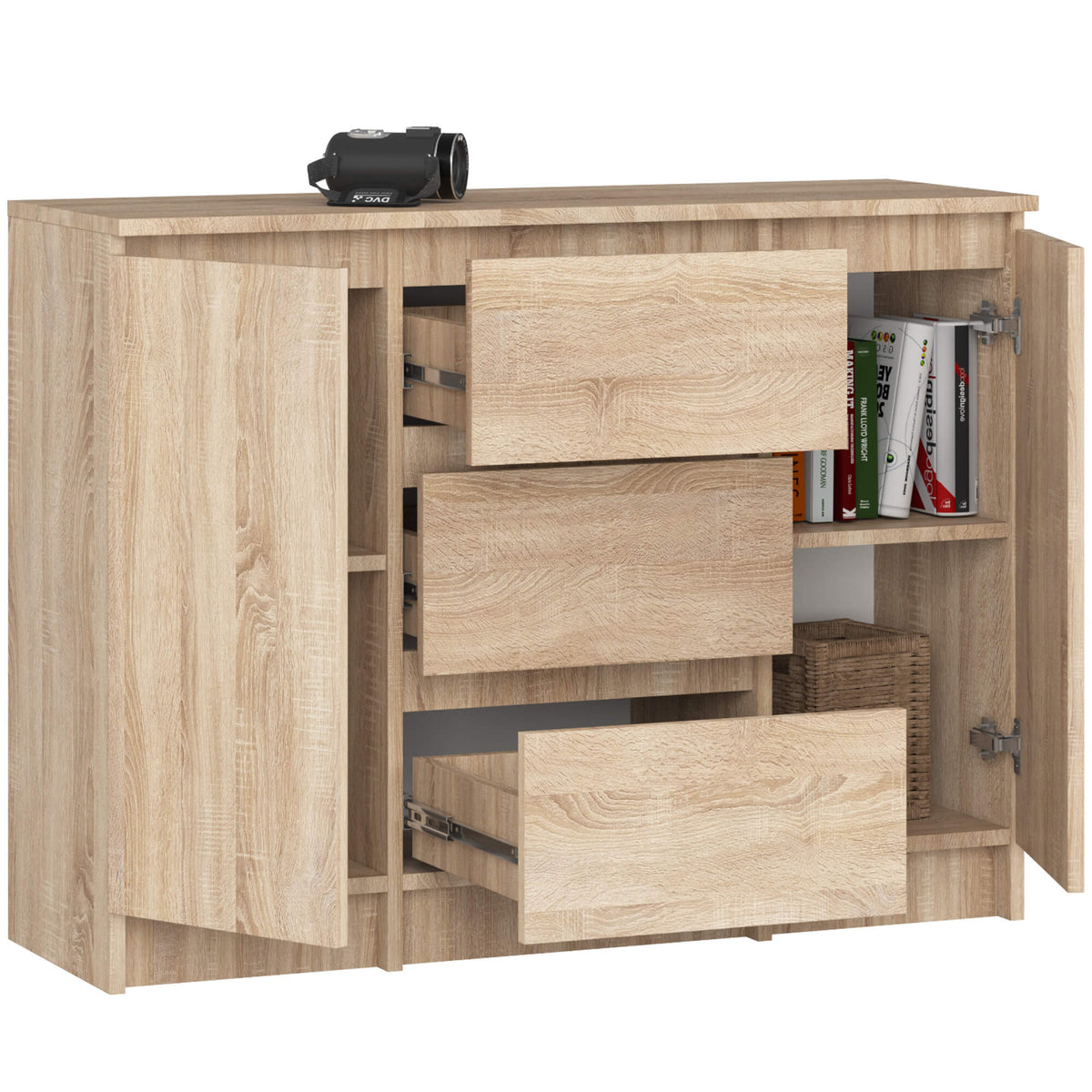 Credenza Linea 100 cm 2 Ante 3 Cassetti – Sonoma