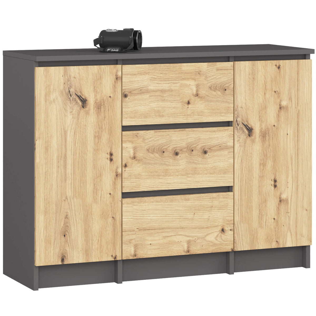 Credenza Nobile 101 cm 2 Ante 3 Cassetti – Grafite