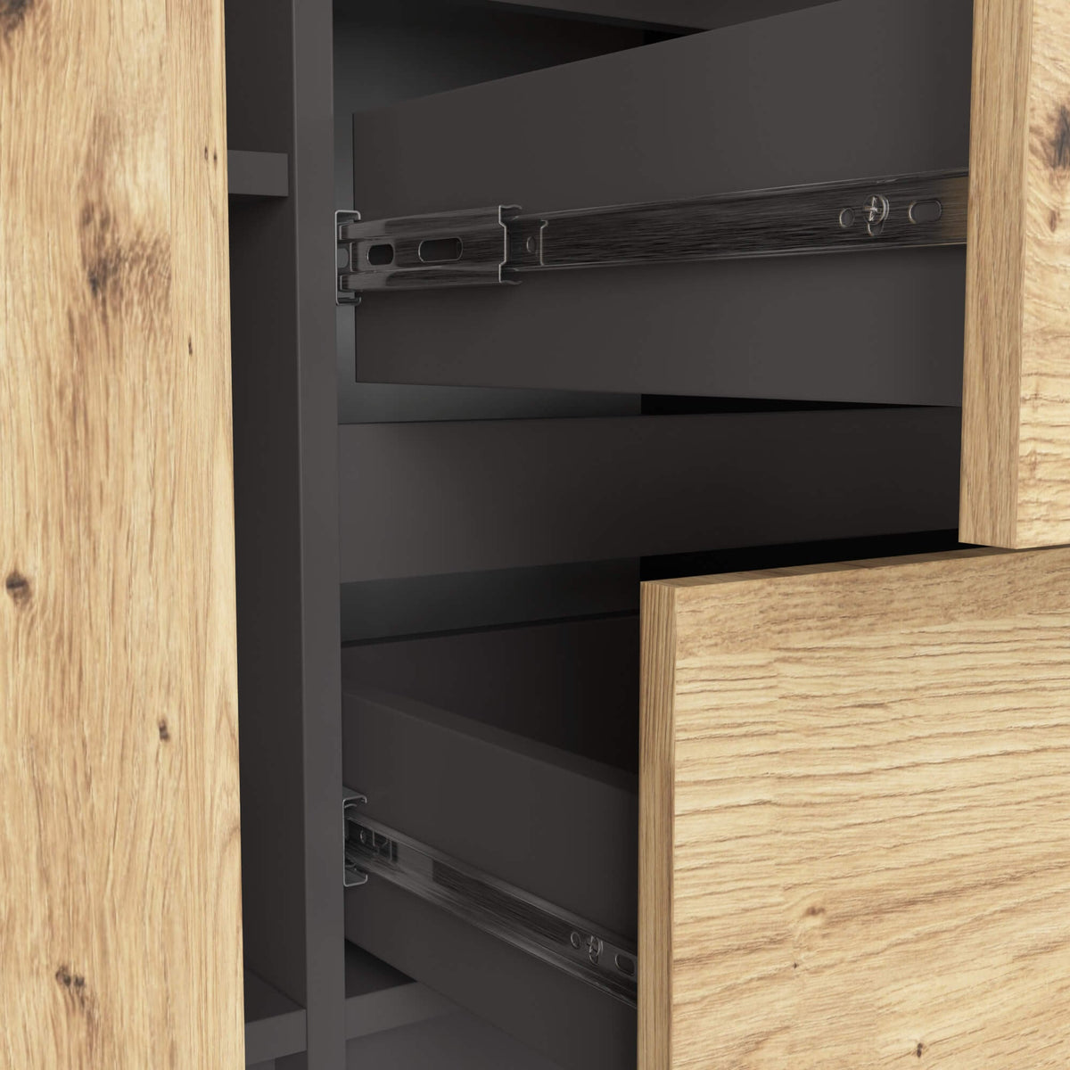 Credenza Nobile 101 cm 2 Ante 3 Cassetti – Grafite