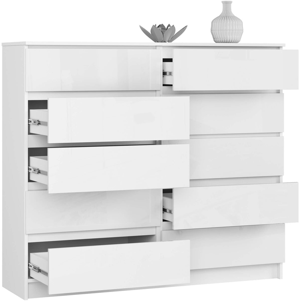 Cassettiera Luce 138 cm 10 Cassetti – Bianco Lucido