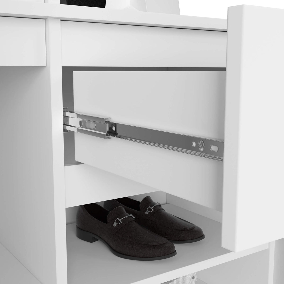 Set Ingresso Entro 95 cm con Specchio e Cassetto – Bianco
