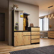 Set Ingresso Entro con Specchio e Cassetto – Nero/Rovere