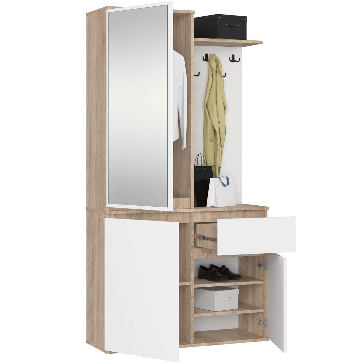 Guardaroba Entro 95×35×183 cm – Rovere Sonoma/Bianco