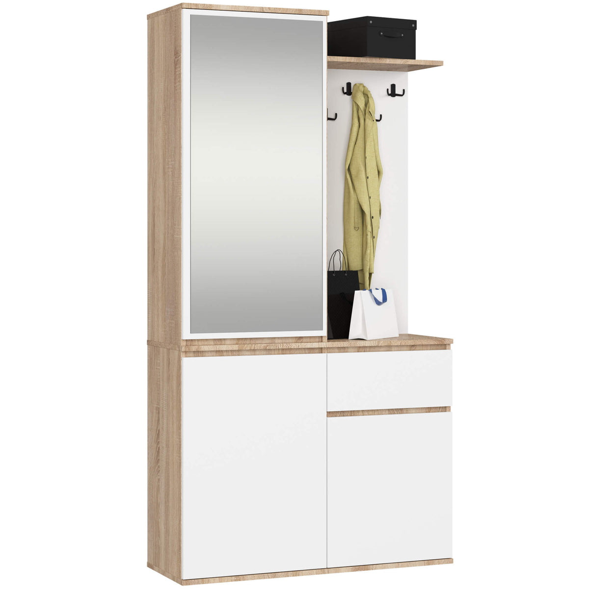 Guardaroba Entro 95×35×183 cm – Rovere Sonoma/Bianco