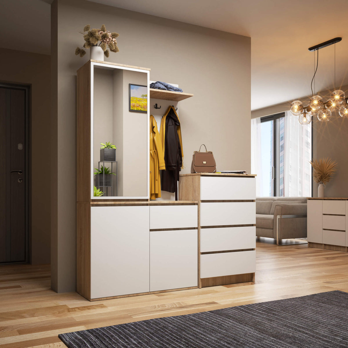 Guardaroba Entro 95×35×183 cm – Rovere Sonoma/Bianco