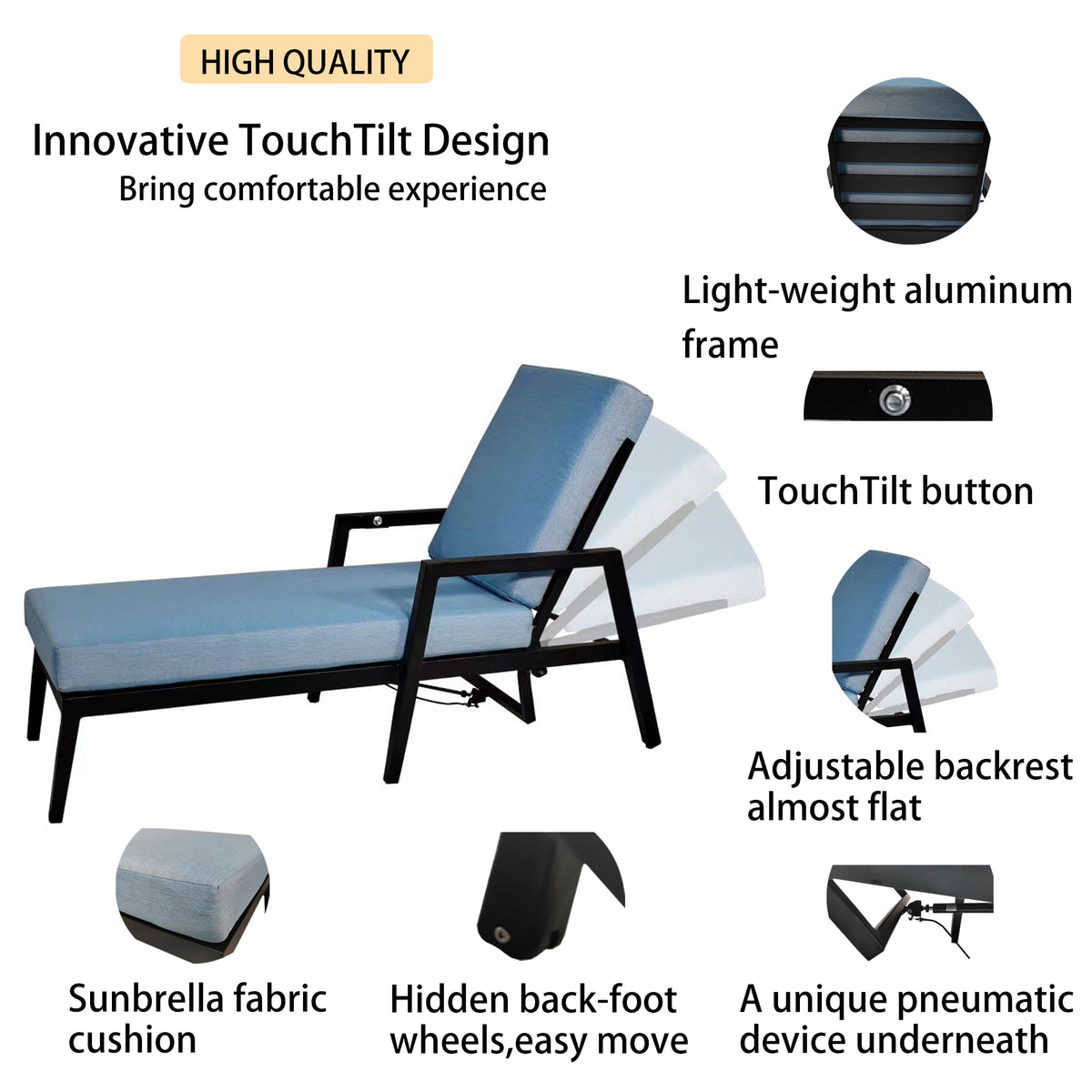 Set Lettini Patio Alluminio 3 Pezzi