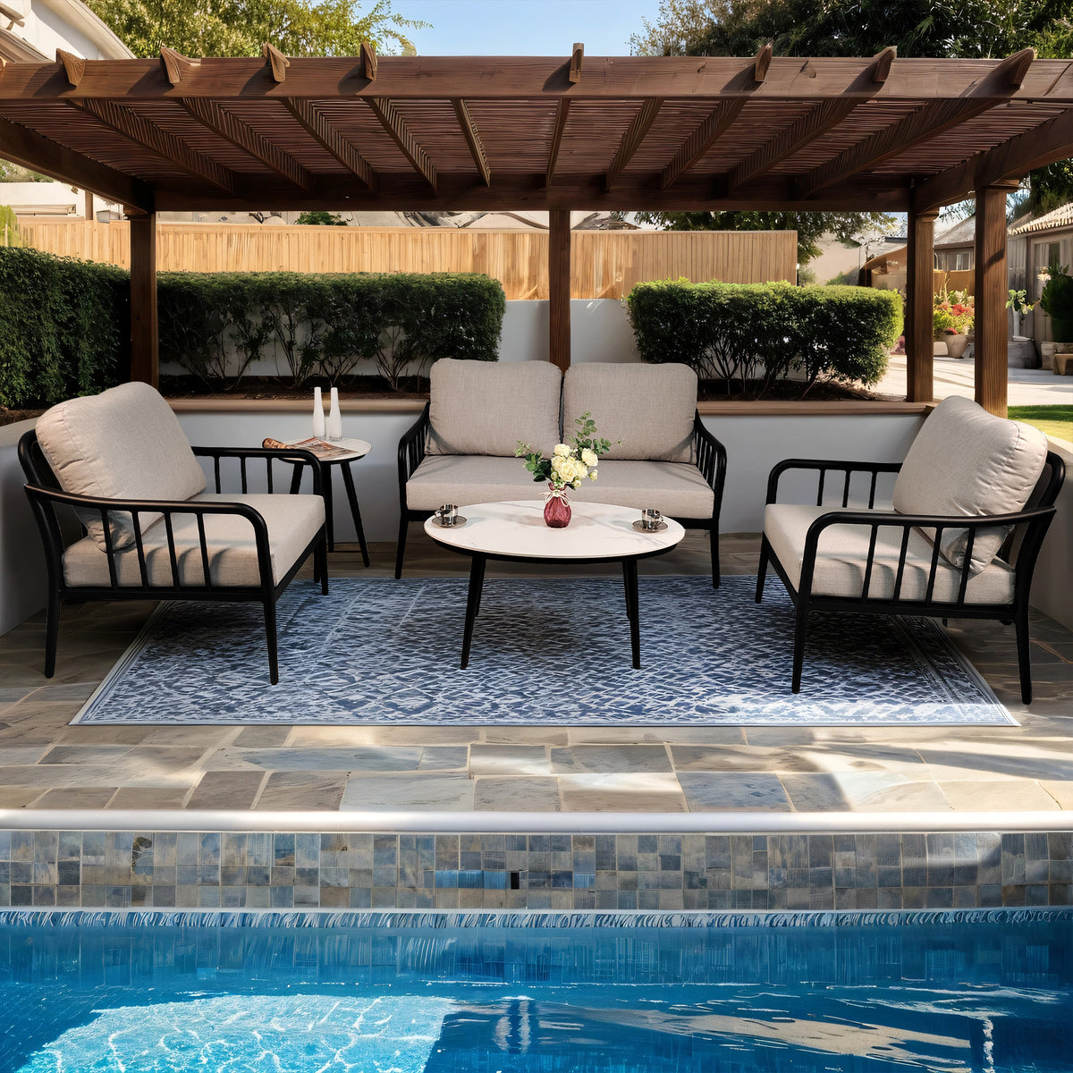 Set Patio Alluminio 5 Pezzi Nero