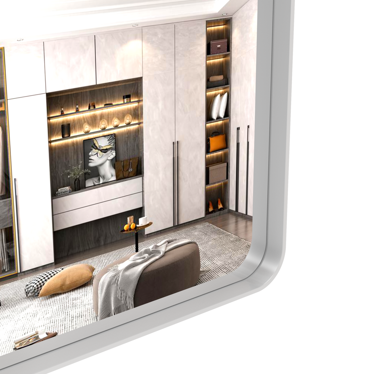 Specchio Bagno 183x91cm con Vassoio Mobile