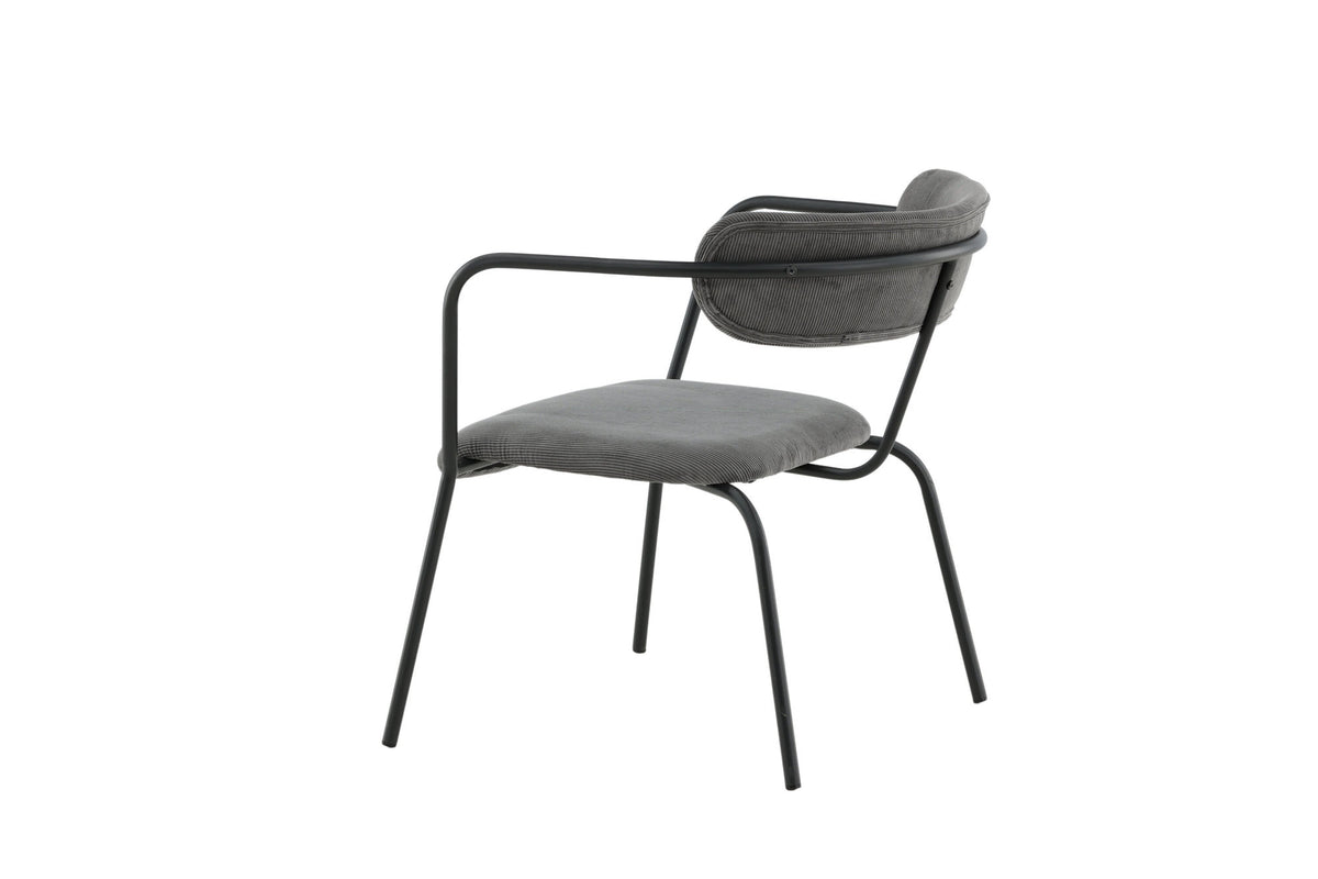 Poltrona Duffy – Singola con Struttura Nera e Rivestimento in Corduroy Grigio