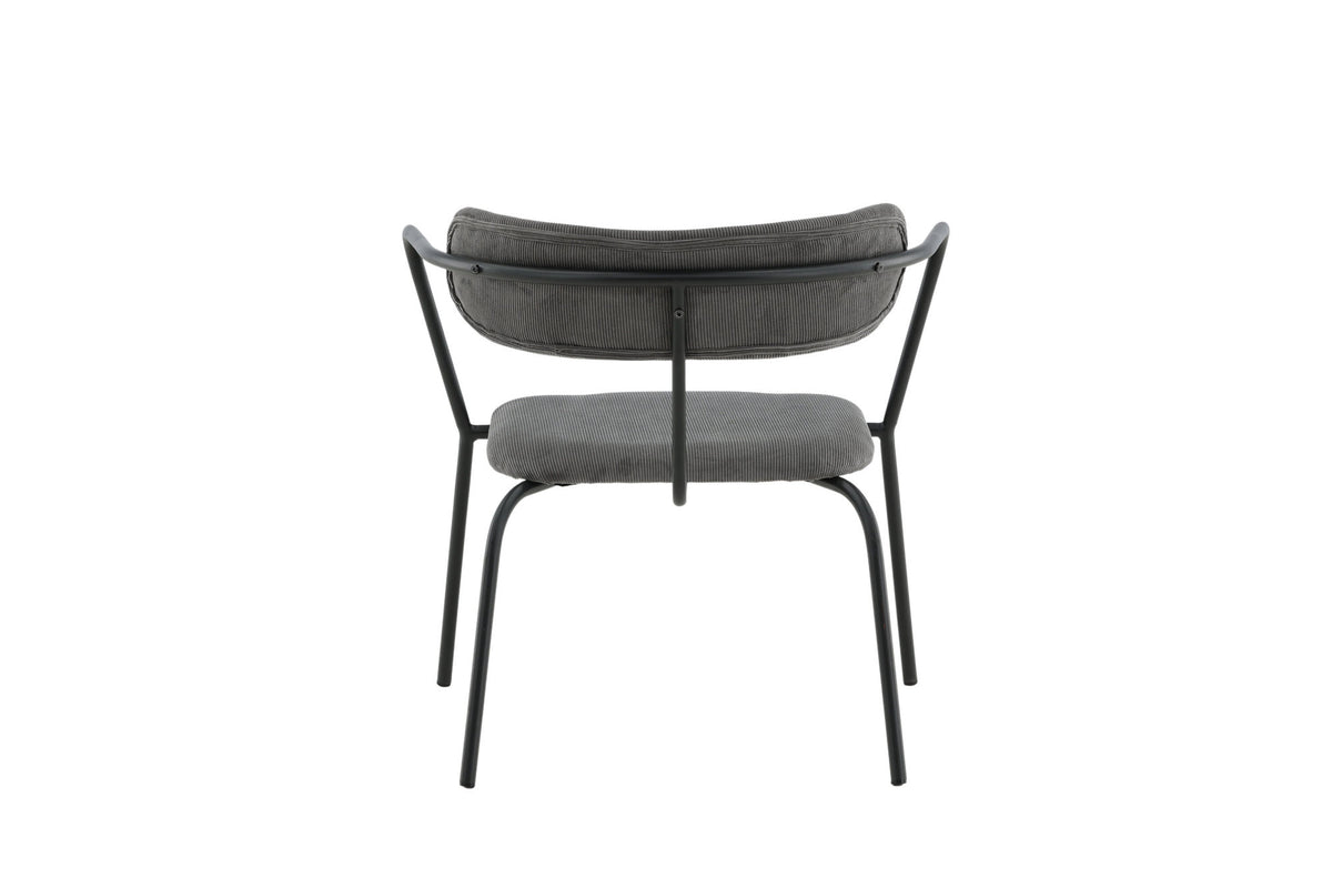 Poltrona Duffy – Singola con Struttura Nera e Rivestimento in Corduroy Grigio