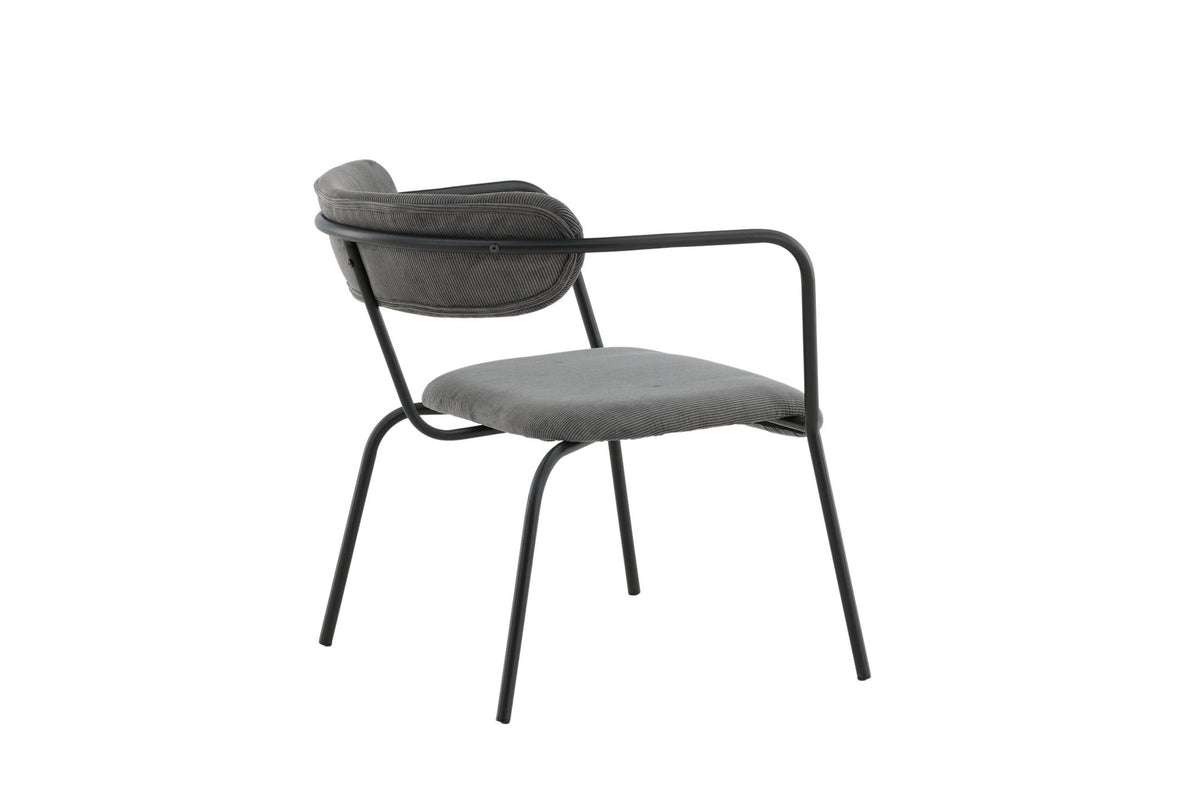 Poltrona Duffy – Singola con Struttura Nera e Rivestimento in Corduroy Grigio