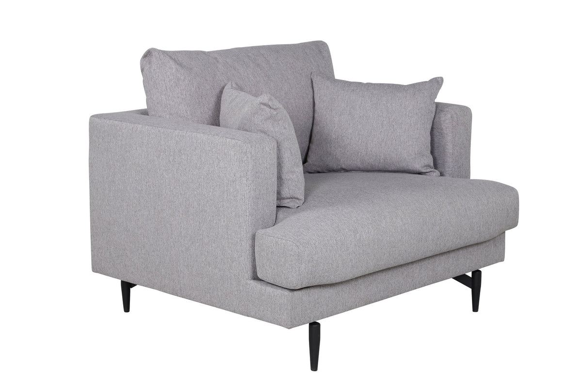 Poltrona Singola Sofia in Tessuto Grigio - Design Nordico Moderno