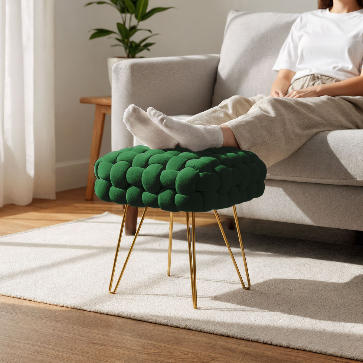 Pouf Velluto 38 cm – Verde Bottiglia