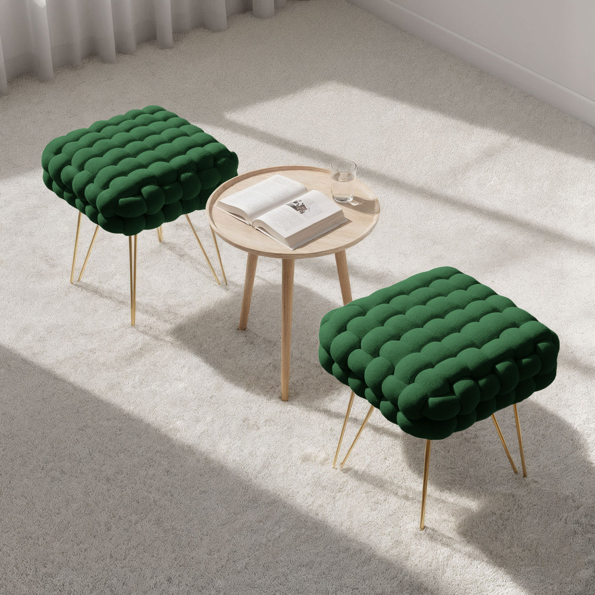 Pouf Velluto 38 cm – Verde Bottiglia